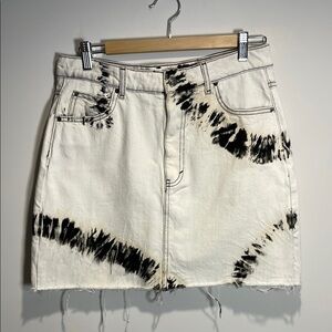 Top Shop White and Black Tie-Dye Denim Skirt